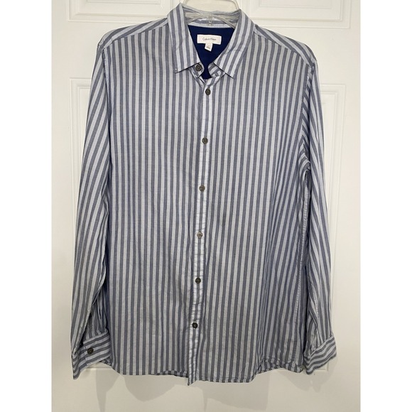 Calvin Klein Other - Calvin Klein Men's Medium Long Sleeve Blue Striped Button Down Shirt